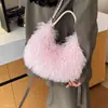 2026 Bolso Cruzado de Hombro de Moda Coreana para Mujer, Nuevo Estilo Japonés, Lujo Ligero, Simple para Viajes Diarios, Felpa, Invierno