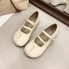 Novos Sapatos Rasos Femininos Outono 2026, Sapatos de Couro de Salto Baixo com Tira Única, Sapatos Mary Jane, Sapatos Rasos em Formato de Ferradura