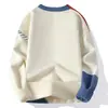 Suéter Design Sense para hombre, estilo americano, retro, con costuras de color en contraste, marca de moda, cuello redondo, top de punto suelto para pareja