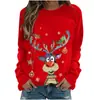 [Código Europeo Transfronterizo] 2025 Nuevo Otoño Europeo y Americano Suministro Holgado Estampado de Alce Navideño Sudadera Navideña Ancha