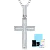 Colgante de cruz de plata de ley S925 chapado en platino con incrustación completa, collar estilo hip-hop para hombres y mujeres, adecuado para exportación transfronteriza