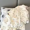 Pijama minimalista de panda con lazo para mujer, conjunto de verano de manga corta con estampado completo, ropa para dormitorio estudiantil y hogar
