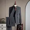 Traje de Negocios Cruzado para Boda de Novio Traje de Hombre Elegante Versátil Moda Delgado Profesional Ropa Formal Traje Elegante