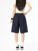 Shorts de Imitación Denim para Mujer, Corte Recto Holgado, Estilo Delgado de Verano, Pantalones de Longitud Media Estilo Hong Kong a la Moda, Pantalones de Cinco Puntos de Marca de Moda