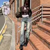 Calça Jeans Reta Larga de Cintura Alta Azul Retrô Estilo Americano para Mulheres - Lançamento Outono/Inverno 2025