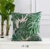 Funda de almohada de hoja verde tropical pintada a mano lino decoración del hogar nórdico funda de cojín para sofá funda de almohada al por mayor transfronterizo