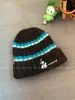 Gorro de Lana Lindo Estilo Japonés de Cachorro para Mujer, Cálido para Otoño e Invierno, con Protección para las Orejas, Rayado, para Cabeza Grande
