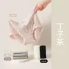 Roupa íntima térmica feminina de cintura média com forro de fleece, espessada e escovada, feita de algodão tipo seda antibacteriano 10A com acabamento em renda