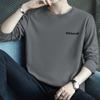 Playera de Algodón Puro de Manga Larga para Hombre, Tops de Cuello Redondo, Camisas para Capa Interior de Otoño e Invierno, Ropa de Algodón con Estampado de Letras de Marca Moderna para Otoño