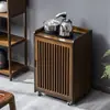 Mesa de Chá Móvel, Armário Lateral, Mesa Lateral de Sofá, Mesinha de Café, Mesa de Bar para Chá, Suporte para Ferver Água, Armário para Preparo de Chá, Prateleira de Bambu
