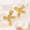Brincos de Laço Estilo Simples de Luxo Leve para Mulheres, Franjas Super Brilhantes de Nicho da Moda, Brincos Versáteis e Doces para Estudantes