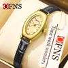 Reloj Oufani para Mujer, Reloj de Cuarzo Compacto Ovalado con Esfera de Nácar, Reloj de Pulsera Vintage Impermeable con Correa de Cuero, Venta al por Mayor y Dropshipping