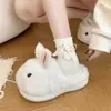 Zapatillas gruesas y lindas, zapatillas de algodón para mujer, zapatillas peludas para el hogar, zapatillas cerradas de conejo para otoño e invierno