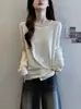 Ropa de otoño para mujer de talla grande: suéter elegante de cuello redondo con un diseño único, que presenta un corte favorecedor y un efecto adelgazante
