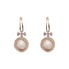 Brincos de Alfinete com Laço em Prata S925 Texturizada Estilo Coreano Moda Feminina Versátil Estilo Frio Pérola Estilo Nicho Orelha Tendência
