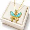 Collar de mariposa de esmalte vintage europeo y americano, cadena de clavícula de circón para mujer, nicho y fresco, joyería de cadena para el cuello estilo ins transfronterizo