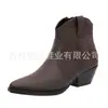 Juyuan 2026 Otoño/Invierno Nuevo Estilo Europeo y Americano En Stock Comercio Exterior Talla Grande Escote Bajo Tacón Grueso Botas para Mujer WISH Amazon Botas de Cuero