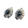 Pendientes Ovalados de Perla con Diamante Incrustado de Aguja de Plata Pendientes de Temperamento de Lujo Ligero Transfronterizos Pendientes Versátiles de Gama Alta de Nicho Venta al por Mayor para Mujeres