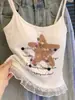 Top Camisola de Verão Americano Retrô Doce Picante com Estampa de Estrelas Fora do Ombro para Mulheres, Design Bandeau, Top Super Bonito