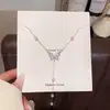 Colar Longo com Pingente de Borboleta e Tassel de Pérolas, Estilo Coreano, Simples e Versátil, para Mulheres, Luxo Leve, Design Super Brilhante, Acessório de Corrente para Clavícula