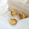 Cross-border design de nicho de alta qualidade Diamond-embedded titânio aço banhado a ouro anel não-desbotamento all-match leve estilo luxo textura joias para as mulheres