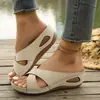 Sandalias de verano 2026 para mujer, europeas y americanas, transfronterizas, con tiras cruzadas, tacón de cuña, suela gruesa, sencillas, casuales, talla grande, sin cordones