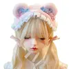 Diadema de Caramelo de Peluche Oso Hecho a Mano Original con Orejas de Animal Lolita Encaje Volantes Bnt Rosa Azul Encaje