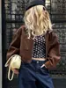 Chaquetas y Tops Sueltos Retro Trendy Europeos y Americanos para Mujer 2026 Invierno Nuevo Abrigo de Gamuza Marrón Moda Ropa para Mujer