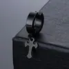 Brincos de clipe para osso da orelha com pingente de cruz de aço titânio transfronteiriços sem furo na orelha punk moda masculina e feminina fabricantes de brincos falsos de aço inoxidável para venda