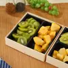 Lanches de Frutas Secas para Uso Diário Caixa de Madeira Descartável com Quatro Compartimentos, Marmita de Madeira Multiuso com Tampa Transparente, Compartimentalização de Alimentos para Lojas