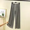 Pantalones Rectos a Rayas Blancas y Negras, de Tiro Alto, Adelgazantes, Holgados Casuales, Estilo Primavera y Verano, Modernos, Versátiles, Pantalones Largos Sencillos