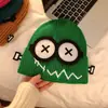 Gorro de Lana Tejido Divertido y Lindo para Mujer, Nuevo para Otoño e Invierno, Dibujo Animado, Cálido, a Prueba de Frío, para Cara Pequeña