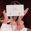 Pendientes de Borla Modernos de Aguja de Plata 925 Pendientes de Tuerca de Perlas de Lujo Ligero de Alta Gama Pendientes de Diseño Estilo Socialité para Mujer