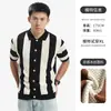 Roupas Masculinas Europeias e Americanas, Camisa Polo Masculina Estilo Old Money, Estilo Verão, Estilo Leve de Negócios, Estilo Cardigan Vazado, Tricô de Seda Gelada Manga Curta Masculino
