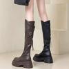 Botas Elásticas de Gama Alta por Encima de la Rodilla para Mujer 2024 Otoño e Invierno Nuevo Estilo Cierre Trasero Botas Altas de Suela Gruesa