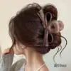 Pinza de Garra con Lazo Color Café Otoño e Invierno para Mujer Pinza para el Cabello de Alta Gama para la Parte Posterior de la Cabeza Recogido Pinza de Tiburón Pasador Grande Accesorios para el Cabello