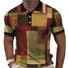 Camisa Polo Masculina de Manga Curta com Estampa Digital Camisa Polo com Padrão Geométrico