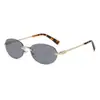 Gafas de sol, Gafas sin montura, Monturas pequeñas de moda, Lujo ligero transfronterizo, Metálicas ovaladas, Gafas de sol de alta gama, Gafas de sol europeas y americanas