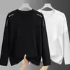 Camiseta de manga larga para hombre, capa interior de otoño para hombre, camiseta base elástica de corte holgado, camiseta estampada estilo coreano ins para hombre
