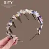 Peine Diadema de Piedra de Cristal Colorida Exquisitamente Diseñado para Mujeres, Diadema de Alta Gama para Lavarse la Cara, Accesorio para el Cabello de Alta Gama