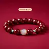 Pulsera Auténtica de Cinabrio Morado Dorado Natural, Pulsera de Jade Hetian Turquesa, Regalo de Año de Nacimiento para Hombres y Mujeres, Cuentas Budistas