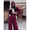 Traje Deportivo Europeo de Alta Gama para Mujer 2025 Estilo Primavera y Otoño Sudadera Slim Pantalones de Pierna Ancha de Cintura Alta Conjunto Casual de Dos Piezas
