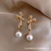 Aretes de Texto de Fortuna Aguja de Plata, Estilo Chino Sencillo, Aretes Divertidos y de Moda, Aretes Personalizados Incrustados con Diamantes de Celebridad de Internet para Mujeres al por Mayor