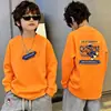 Camiseta de manga comprida para meninos, nova coleção infantil primavera 2026, camiseta básica 100% algodão, top estiloso de gola redonda para meninos, primavera e outono