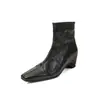 Botines Elevadores de Altura para Mujer de 5.5CM con Cremallera Trasera, Botas de Moda Invierno 2026 Piel de Oveja Punta Cuadrada Tacón Medio Botines para Mujer Talla 40