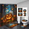 Cortina de Ducha Fantasma de Halloween Felpudo Juego de Cuatro Piezas Serie 1 Baño Separación Seco y Húmedo Cortina de Ducha Cortina de Ducha Impermeable