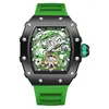 ONOLA nuevo volante de timón hueco de alta calidad automático bidireccional reloj mecánico para hombre negro martillo moda tapa trasera transparente