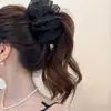 Nuevo Estilo 2025 Pinza para el Cabello de Malla con Plumas y Lazo para Mujer, Pasador para Añadir Volumen en la Parte Trasera de la Cabeza, Accesorio para el Cabello para Peinados Recogidos, Pinza de Tiburón