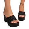 Pantuflas Transfronterizas Europeas y Americanas de Suela Gruesa, Estilo Veraniego Colorido, Zapatos de Mujer de Comercio Exterior, Pantuflas con Cuña, Tallas Grandes para Mujer al por Mayor