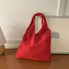 Bolso Tote de Punto Tejido de Gran Capacidad Color Sólido Nuevo para Otoño e Invierno, Bolso de Playa para Viajes, Bolso de Hombro Único Plegable Portátil